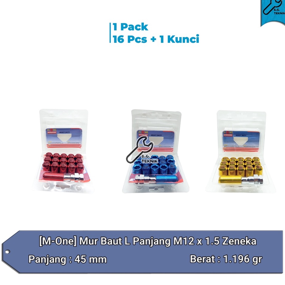 ← Mur Roda L Baut Racing Mobil Warna 12x1.5/1.25 Zeneka - M-One ✰ ✾ '