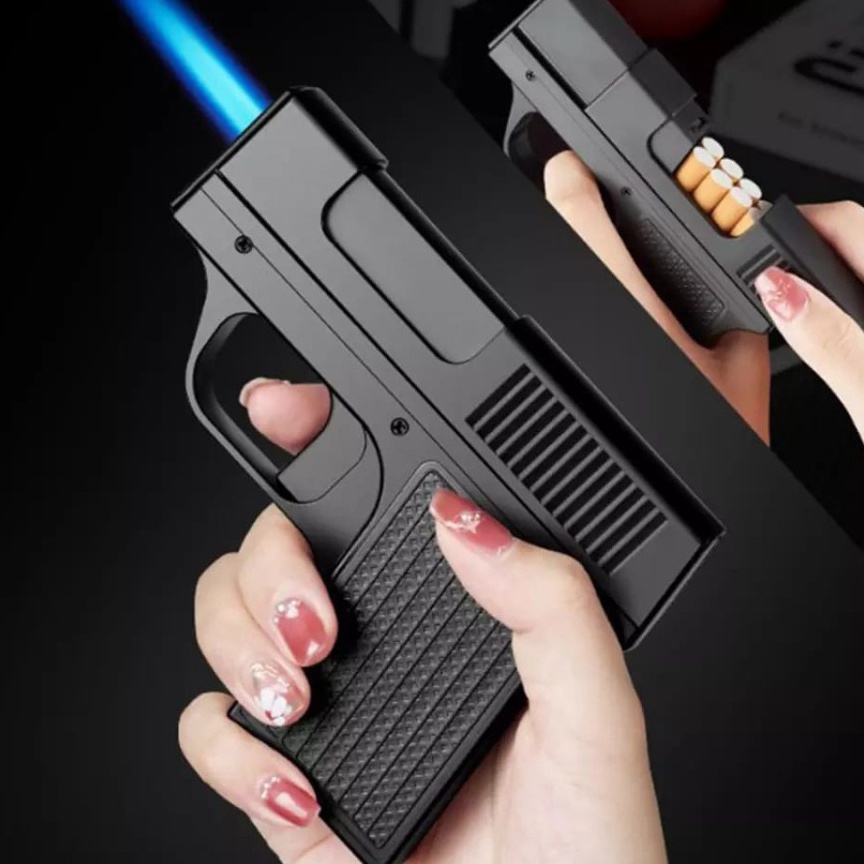 Terbaik.. Korek Api Las Gas Plus Kotak Rokok Pistol Focus YH-098