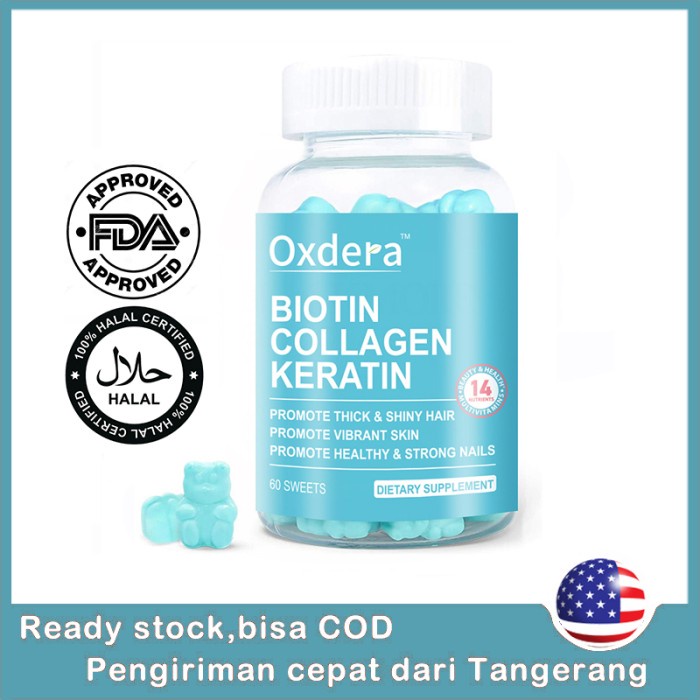 OXDERA BIOTIN COLLAGEN KERATIN GUMMIES 60 SWEETS