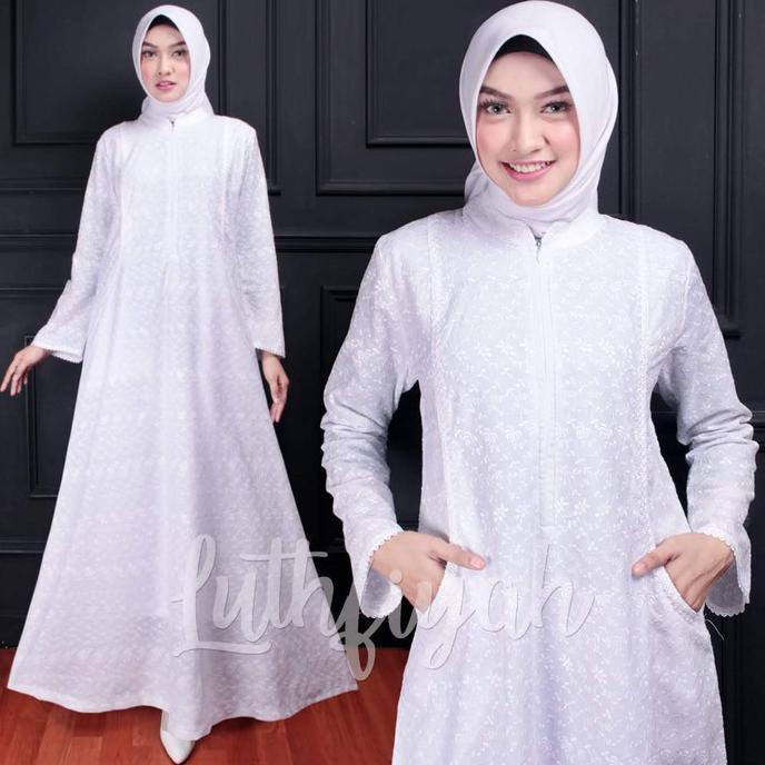 Gamis Umroh Putih Bahan Katun / Gamis Kantong Samping
