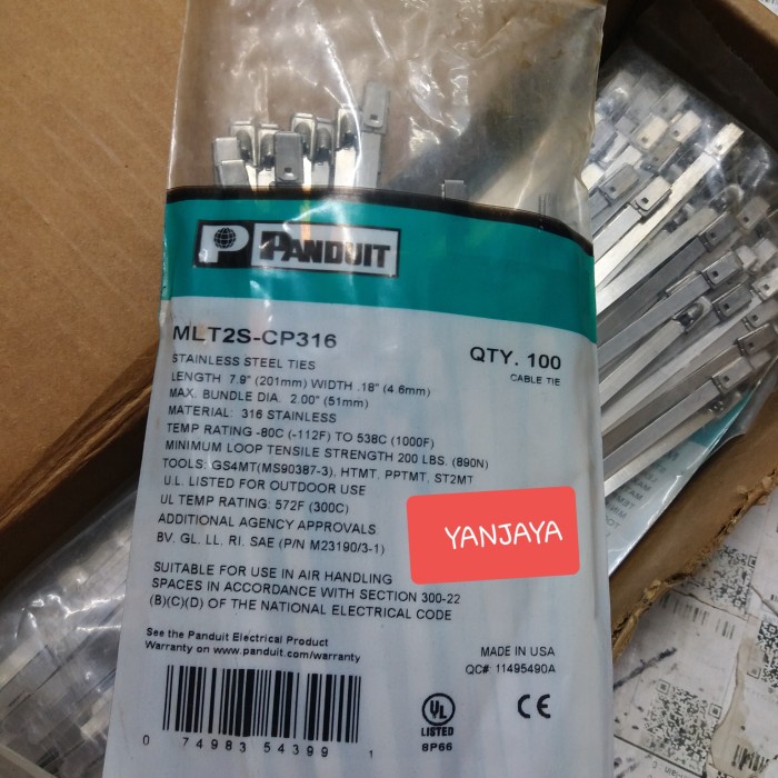 

Bestseller Kabel Ties Panduit Stainless Mlt2S-Cp316 /Kabel Ties Stainless