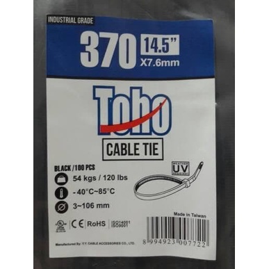 

Bestseller Cable Ties Black / Hitam 370 X 7.6 Mm Industrial Grade Toho