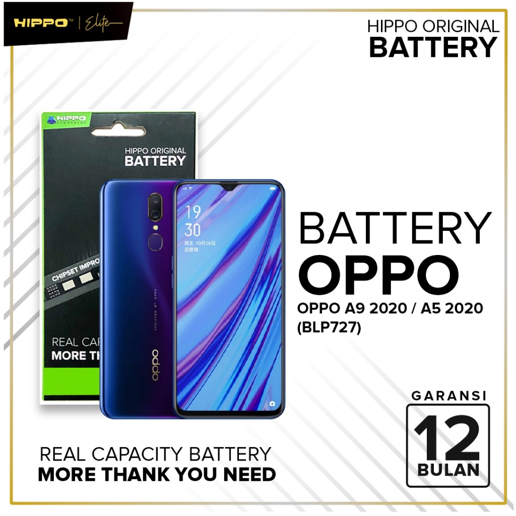 Hippo Baterai Oppo A9 2020 / A5 2020 | BLP-727 | 5000MAH Original Cell Battery Batere Batrai
