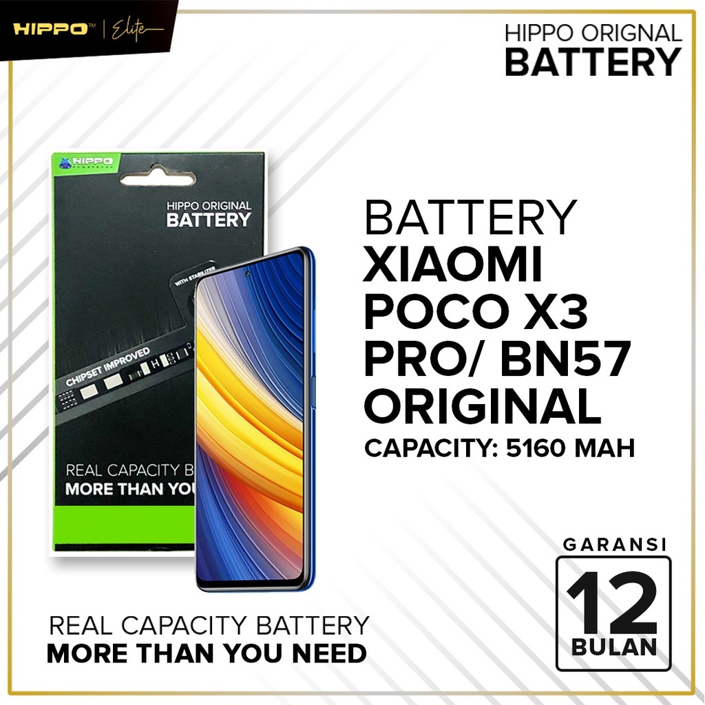 Hippo Baterai 100% ORI Baterai Xiaomi Poco X3 PRO NFC BN57 5160mAh Original Batere Premium Batu Batre Batrai Handphone Garansi Resmi Battery