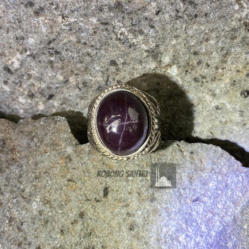 Cincin Batu Akik Red Garnet Star 100% Garansi Natural (N)