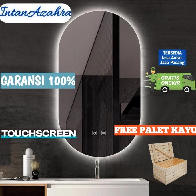 Cermin Dinding Oval Mirror Lamp LED Cermin Rias Oval