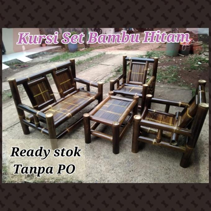 Kursi Bambu Hitam 1 Set