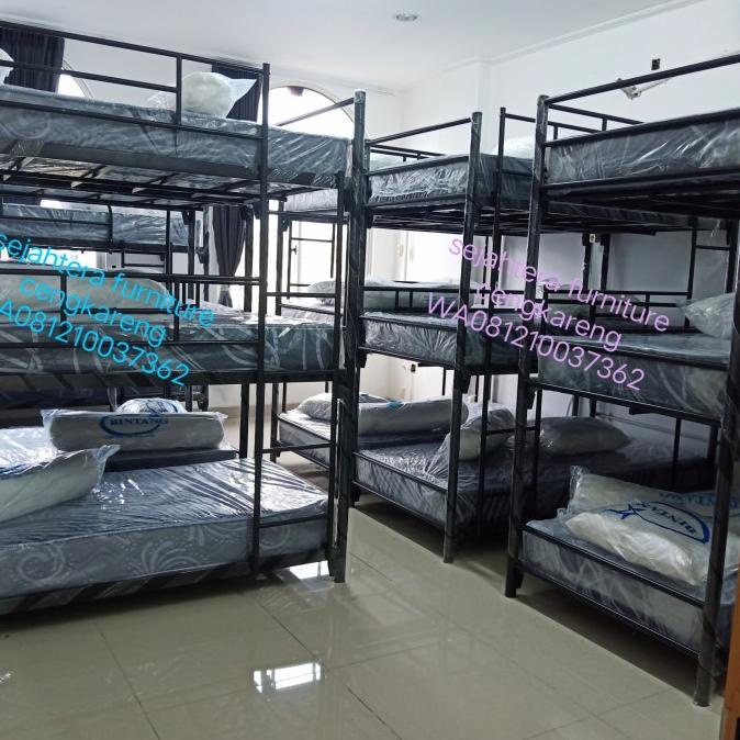 tempat tidur tingkat 3 susun ranjang susun besi bunk bed ranjang besi
