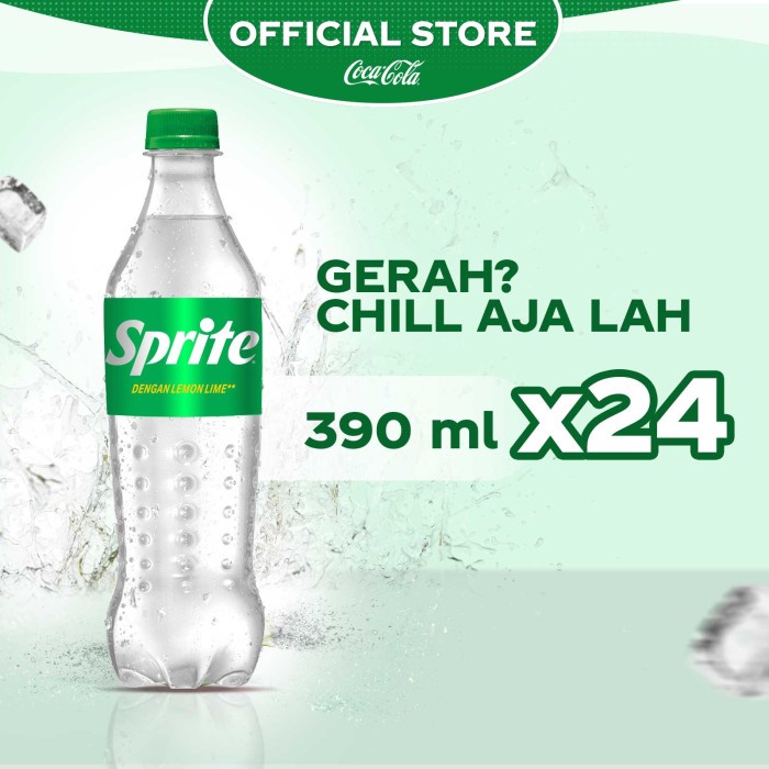 Sprite Lemon Lime Minuman Soda - Botol 390ml - x24 Pcs