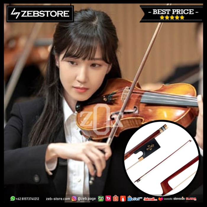 Terlaris Bow Round Stick Biola Violin Pernambuco 4/4 Ebony