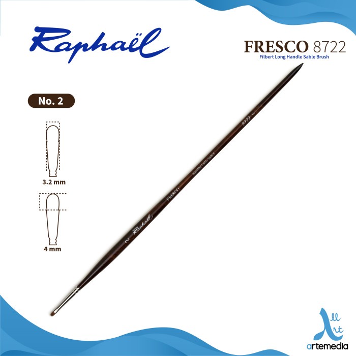 

Terlaris Kuas Lukis Raphael 8722 Filbert Fresco Red Sable Brush Long Handle