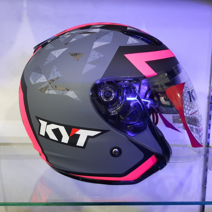 KYT HELM DJ MAXI MOTIF #1 MATT GORILA GREY FUXIA PINK KYT ORIGINAL