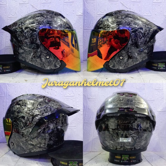 Helm Gift Sargon Motif Karbon Forged Paket Ganteng