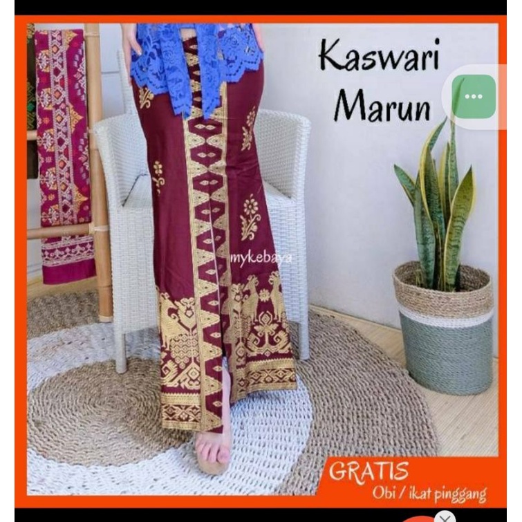 Rok duyung Kaswari isi motif dan Obi bawahan kebaya bali