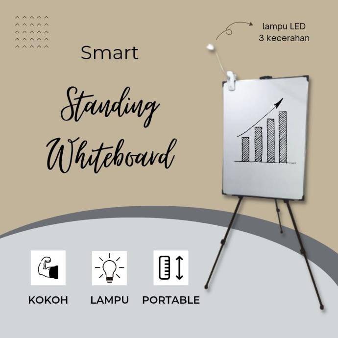 

SMART STANDING WHITEBOARD PAPAN TULIS BERDIRI PORTABLE LED ADJUSTABLE
