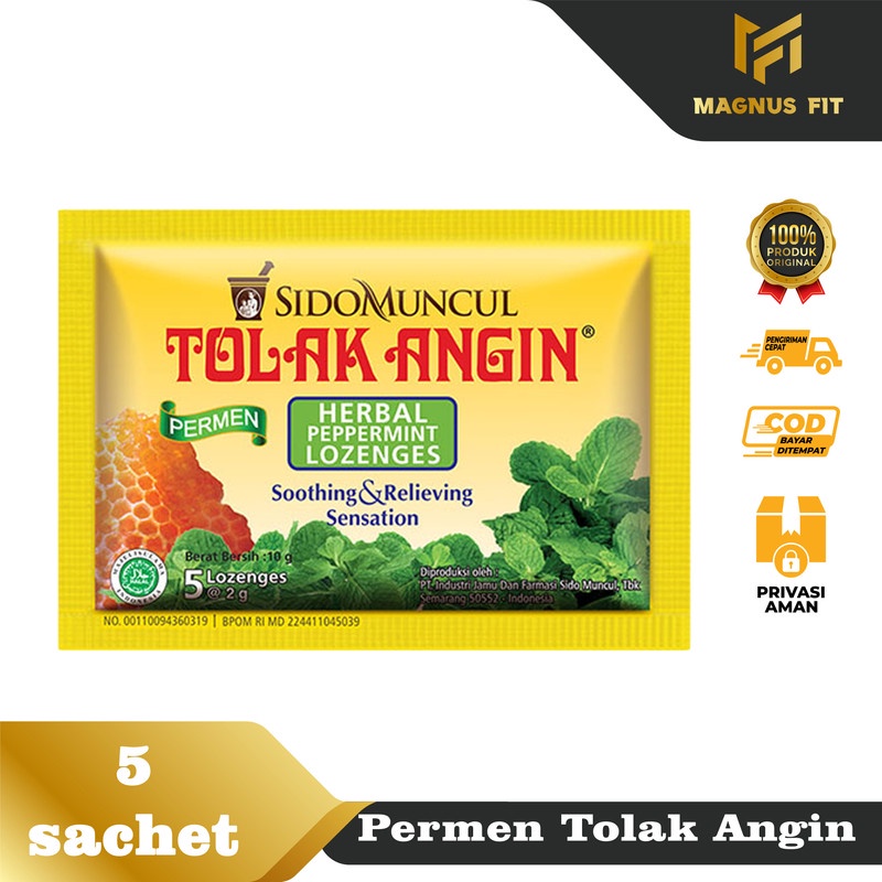 

Sidomuncul Permen Tolak Angin 5 Butir Permen Herbal Pelega dan Penyegar Tenggorokan