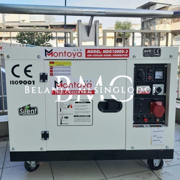 Genset 10 Kva 3 Phase Montoya Mdg10000-3 Genset Diesel Usa Technology