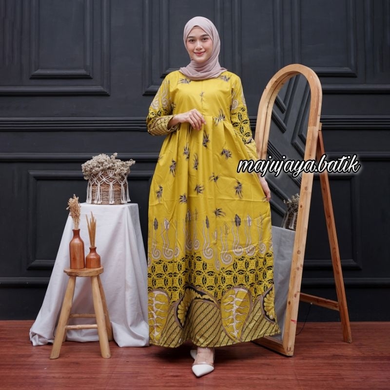 Dress Wanita Terbaru 2023 Korean Style Kondangan Dres Batik Modern Mewah Elegan Baju Batik Muslim Se