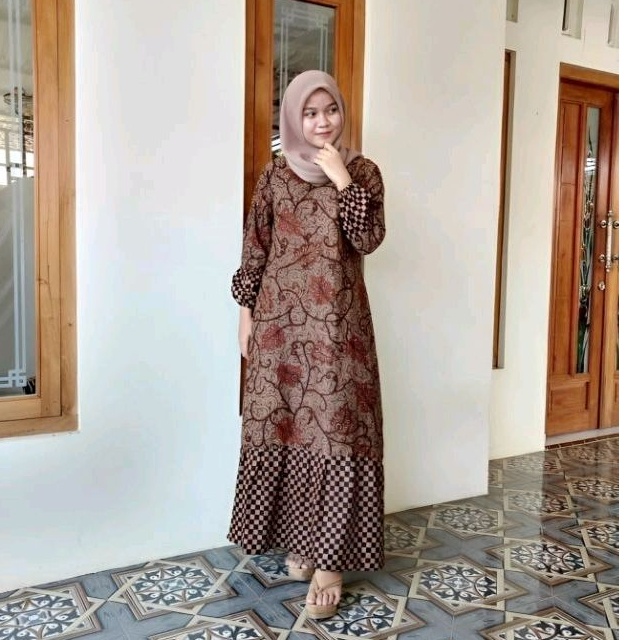 Dress Wanita Terbaru 2023 Korean Style Kondangan Dres Batik Modern Mewah Elegan Baju Batik Muslim Sexy Remaja Jumbo Hijab Pakaian Motif Bunga Jawa Outfit Keren Hot Ketat Set Atasan Batek Tunik Premium Simple Gamis Model  Baju Gamis Batik Wanita Modern Ko