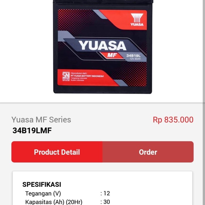 Aki accu mobil 34B19L 34b19l nissan grand livina & latio & datsun go best deal