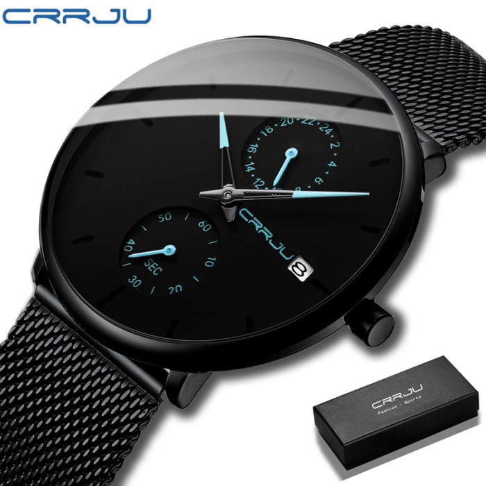 Discount CRRJU Jam Tangan Pria Fashion Kasual Jam Tangan Tahan Air Sederhana /JAM TANGAN ANTI
