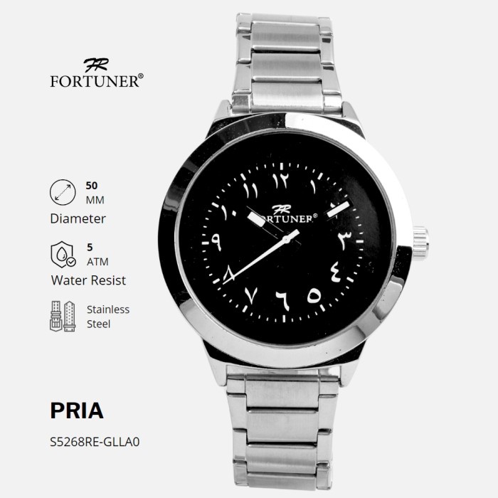 TERBARU Fortuner Jam Tangan Pria Analog Angka Arab Tahan Air Rantai Akmal /JAM TANGAN ANTI AIR/JAM