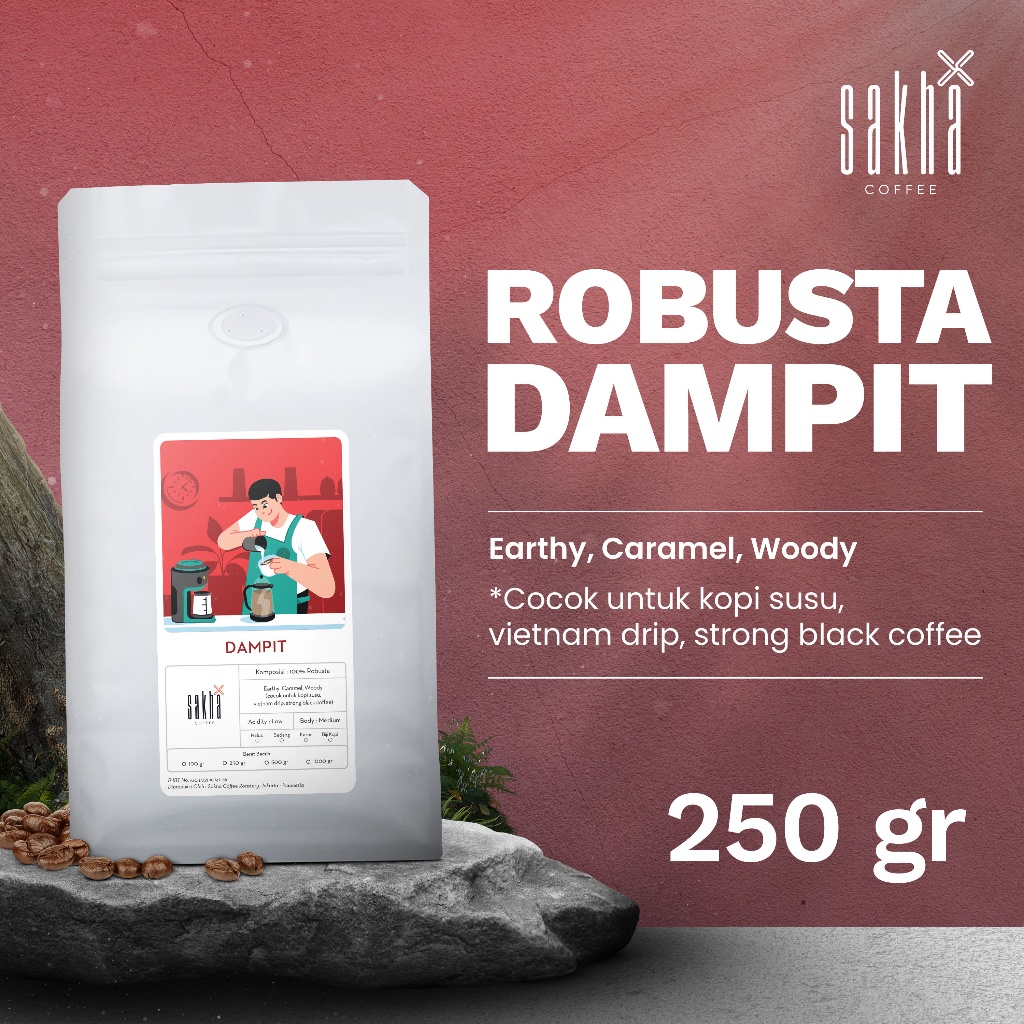 

Kopi Fine Robusta Dampit Malang Coffee Roast Beans 250 Gram Biji Bubuk