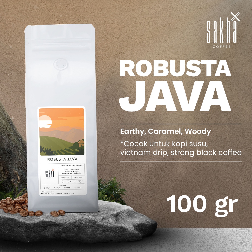 

Kopi Robusta Java Origin Coffee Beans Sakha Roastery 100gr Biji Bubuk