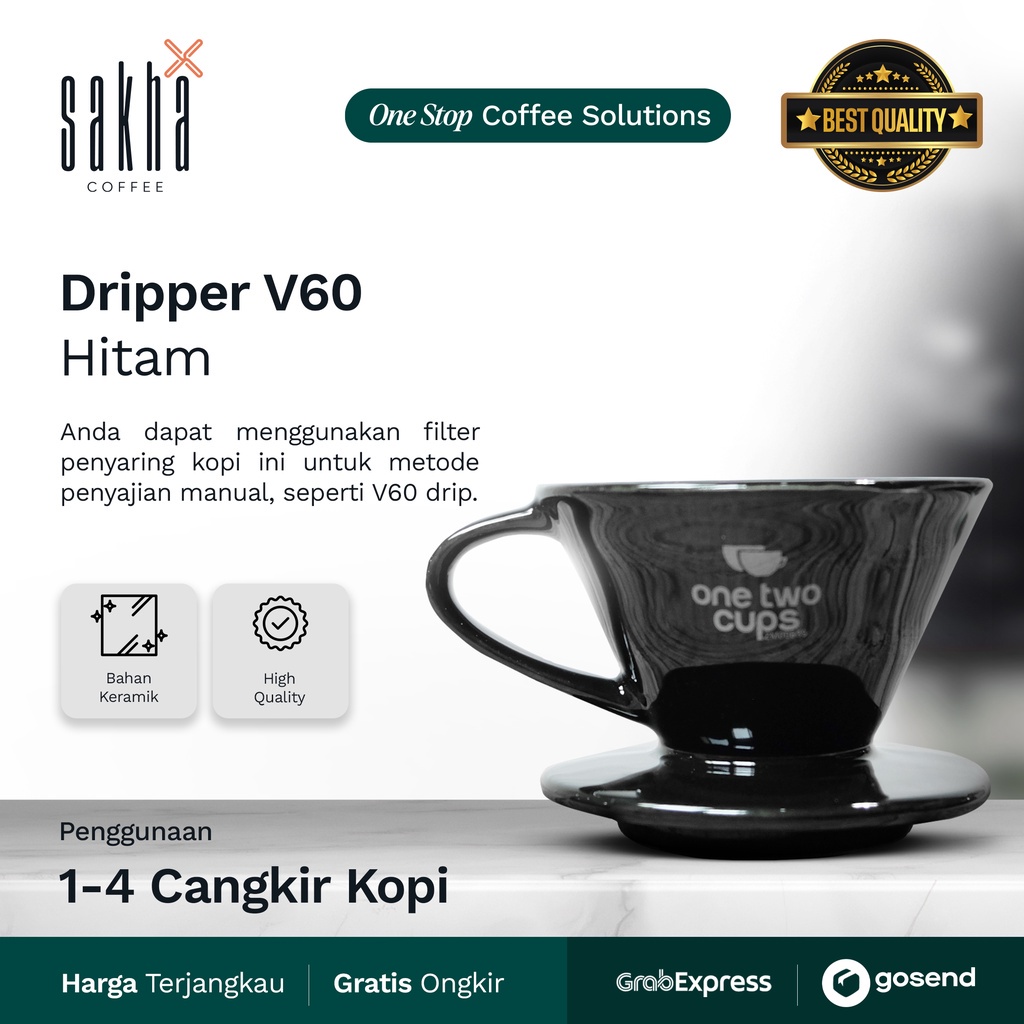 

V60 Dripper Ceramic 02 Coffee Filter Saringan Kopi Manual Brew Keramik 1 - 4 Cups Ori