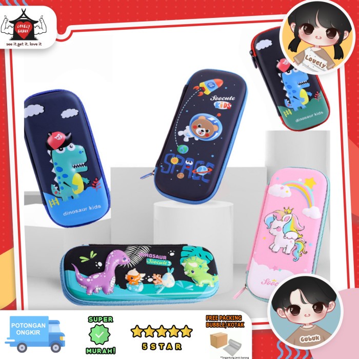 

Kotak Pensil 3D Kartu Dino Unicorn Anak, Tempat Pensil Anak