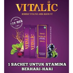 VITALIC MINUMAN SERBUK RASA BLACKCURRANT UNTUK STAMINA PRIA 1 BOX ISI 3 SACH