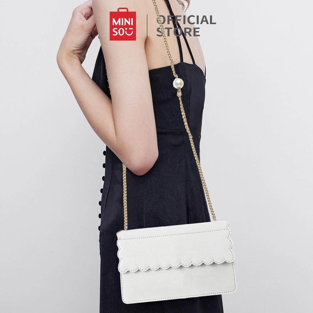 [  BKS ] MINISO Tas Selempang Original Sling Bag Putih Tas Slimbag Wanita Hitam Tas Bahu Rantai Cros