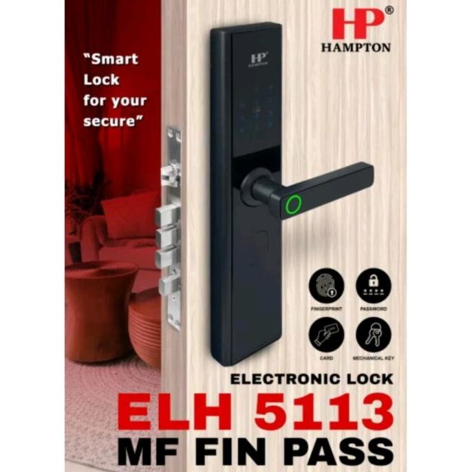 TERBARU  Kunci Rumah Electonik/Electronic Lock HAMPTON ELH 5113 Pin Pass-Black