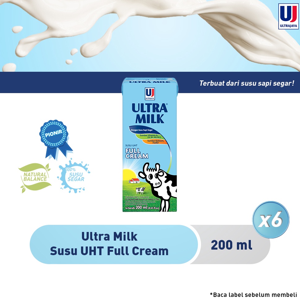 

WWSH4776 Ultra Milk Susu UHT Full Cream 200ml [Paket isi 6 pcs]