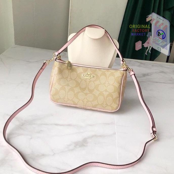 TAS COACH Top Handle Pouch Signature Light CHALK ORIGINAL COACH 36674