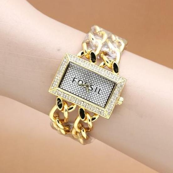 JAM TANGAN WANITA / CEWEK FOSSIL 2RANTAI FASHION ELEGANT TRIHANDAYANI570