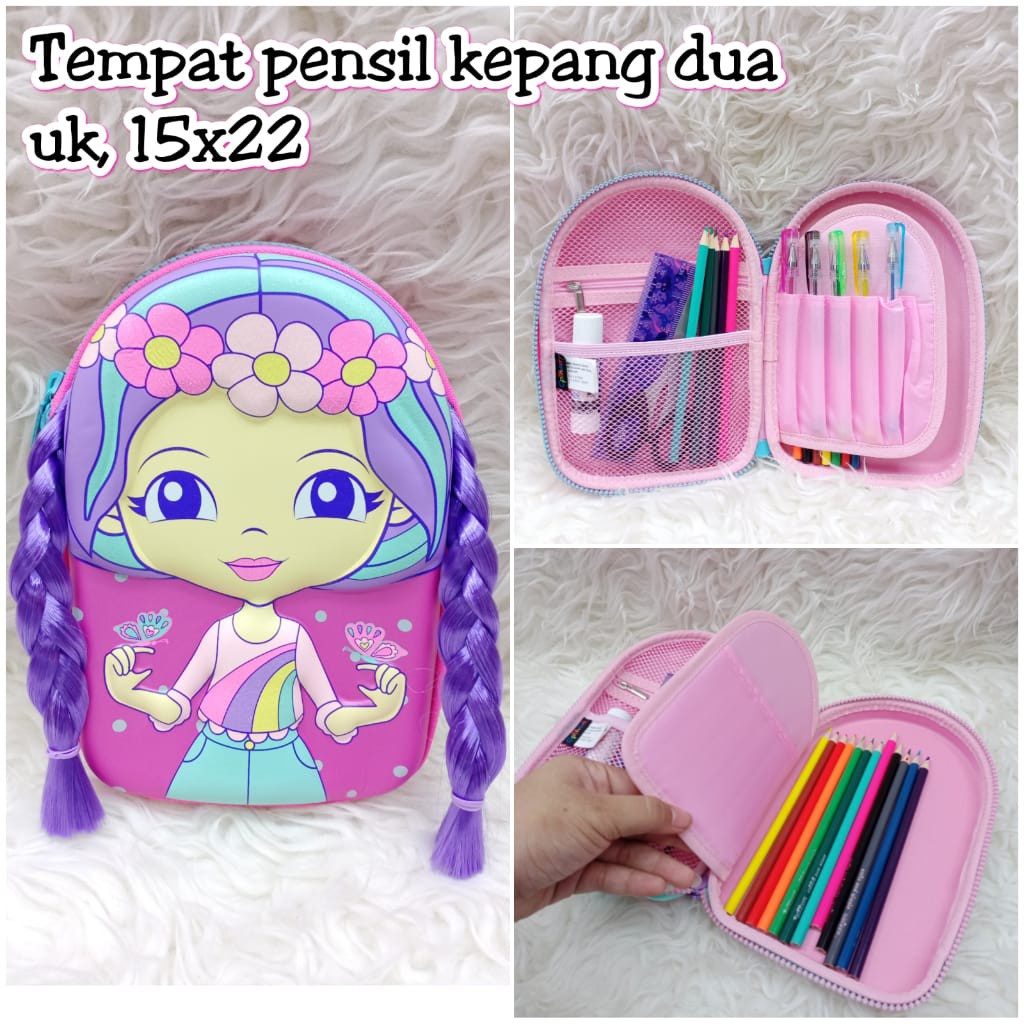 

Kotak Tempat Sil Anak Organizer Art Bag Mermaid Girl With Hair Cil Case Cewek Rambut Boneka