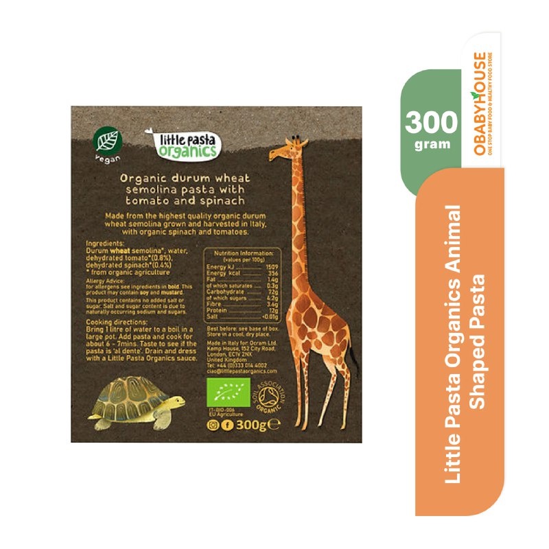 

Little Pasta Organics Animal Shaped Pasta 300 Gr