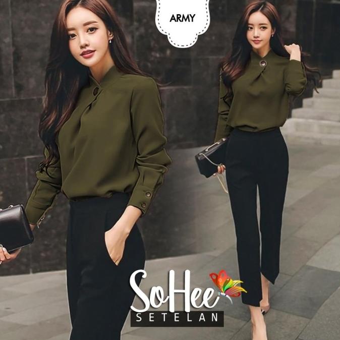 Setelan Celana Wanita Set Baju Cewek Santai Kerja Casual Setcel Korea