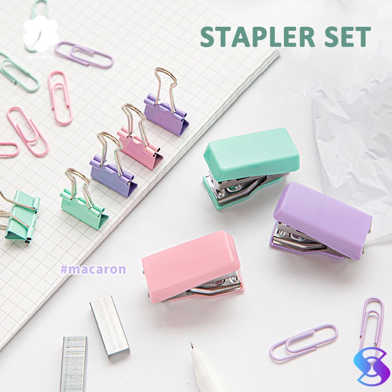 

See More stapler #10 &staple cute set Stapler Mini Set Staples Perlengkapan Kantor Mengikat Logam Kreatif