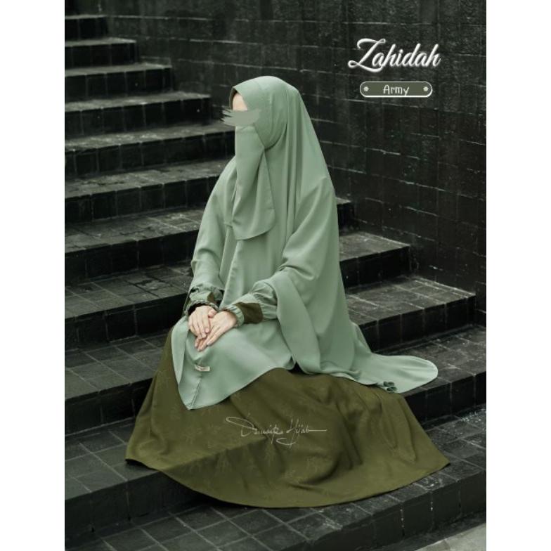 BEST SELLER [Ready] Damaira_Zahidah Embos Set Gamis Dress Cantik Syari banana
