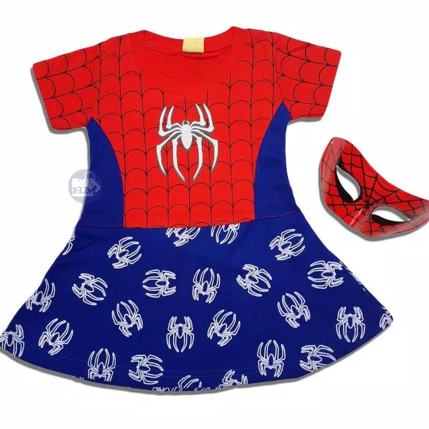 CVBB2809  Baju Anak Spidergirl Superhero Cewek/ Kostum Anak Spiderman Cewek/ Baju Spidergirl Bonus T