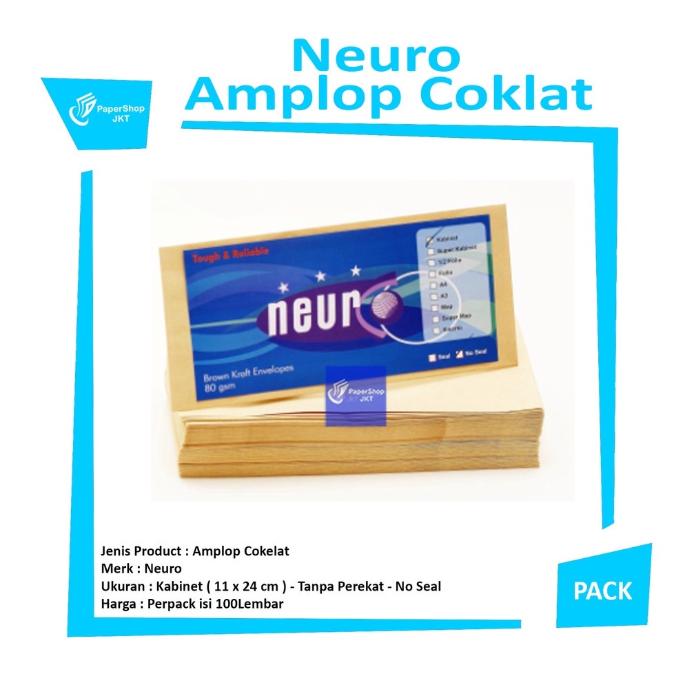 

Deals NEURO - Amplop Coklat Ukuran Kabinet Non Seal ( 11 x 24 cm ) - Pack