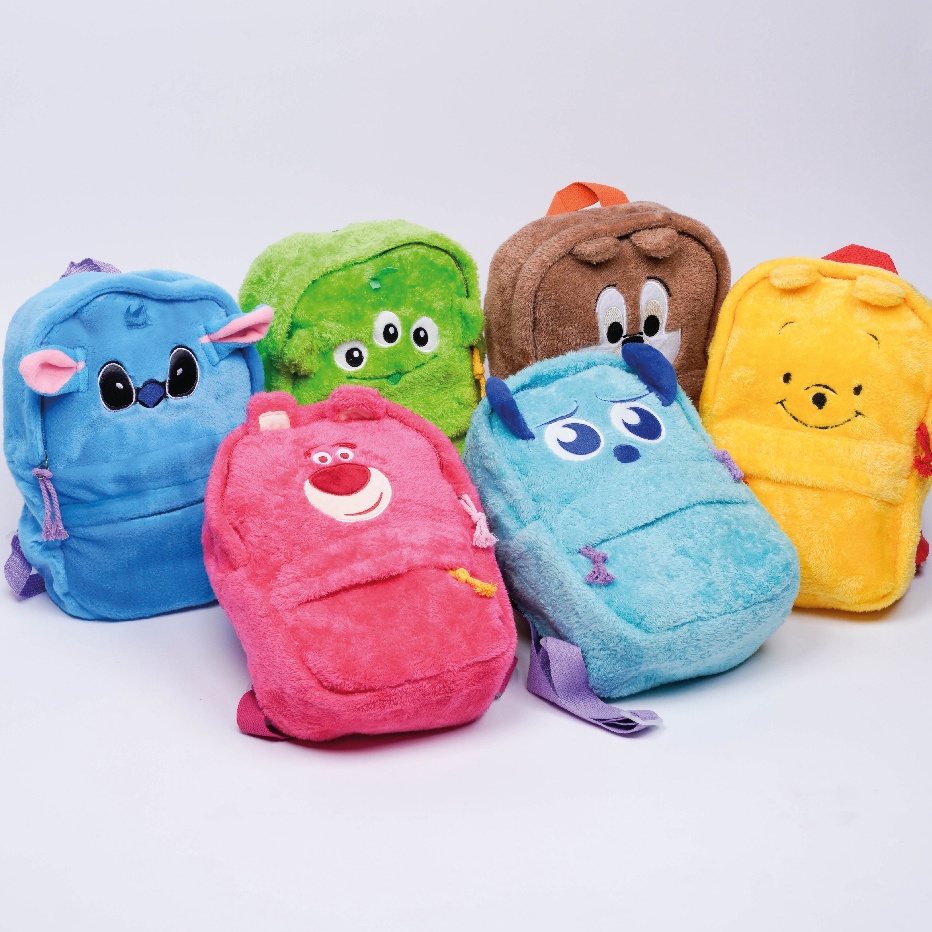 RUSM403 BOO Tas Ransel Disney Plushie Karakter Lotso Monster Mini Inc Pooh Backpack Viral Bulu Lucu 