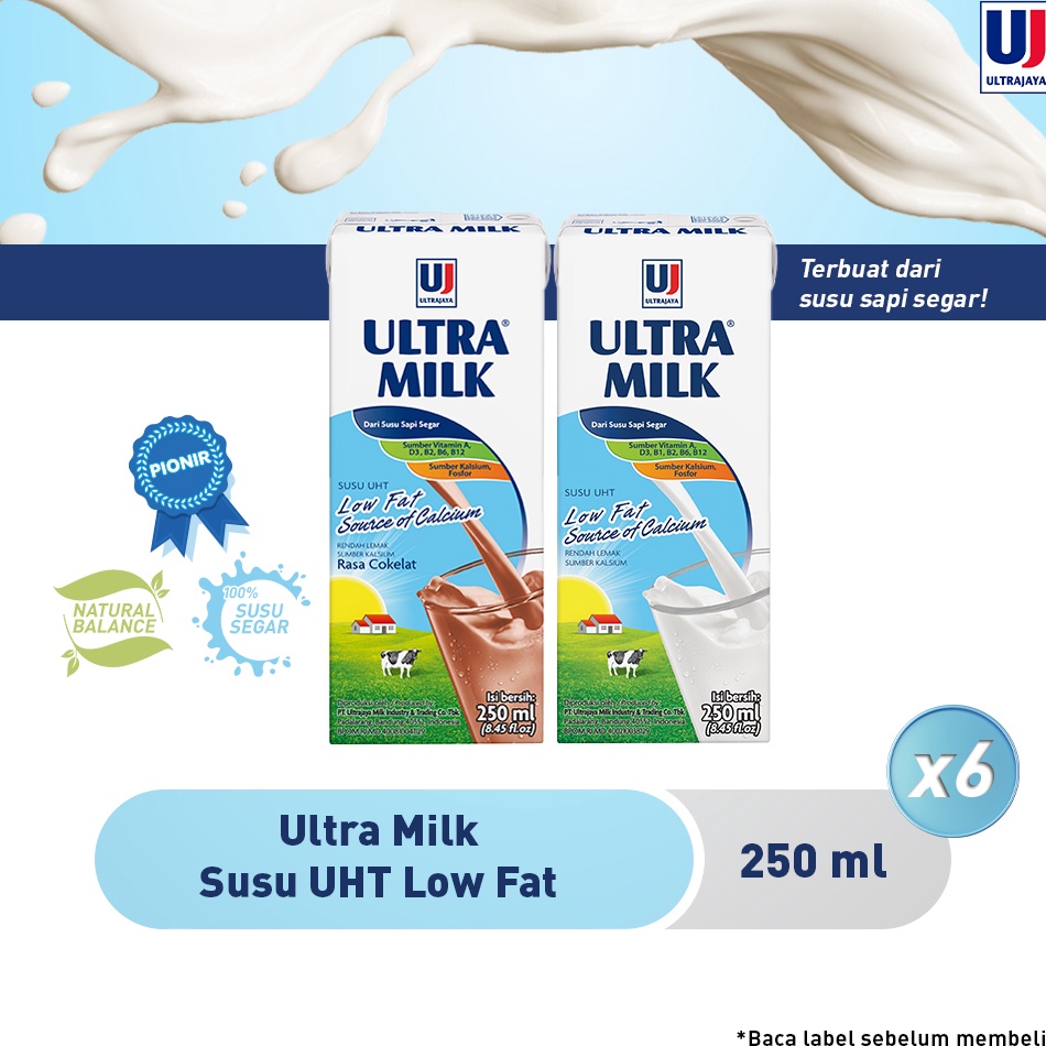 

NZHK8943 Ultra Milk Susu UHT Low Fat 250ml [Paket isi 6pcs] - Plain / Cokelat