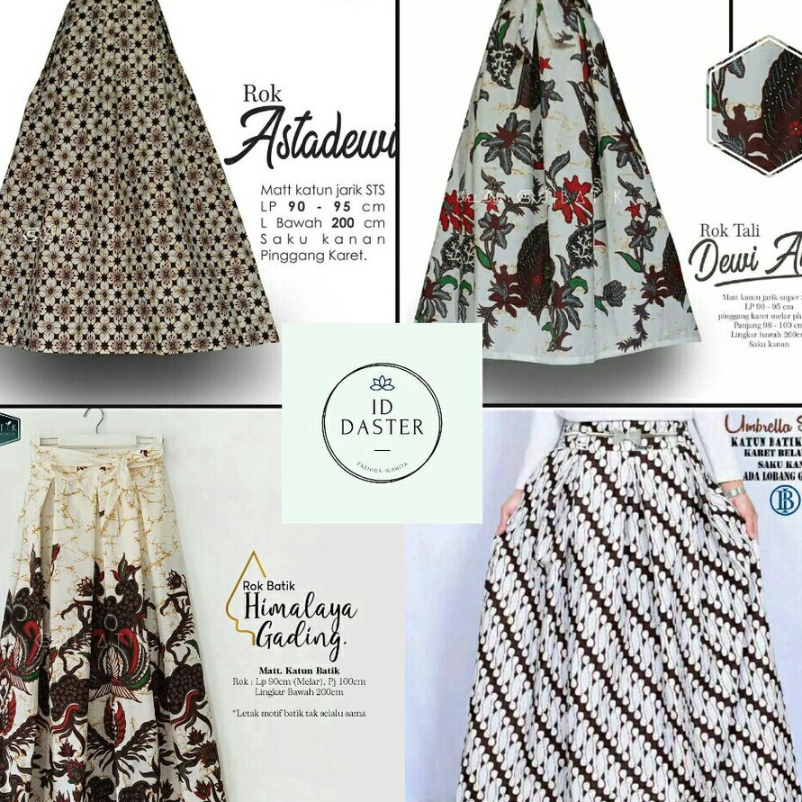 [U1-6➸] Rok Batik Panjang Payung Klok Premium Klasik Hitam Putih Sogan Jumbo Big Size Bawahan Wanita