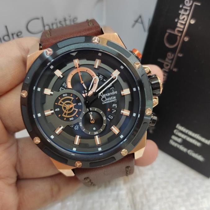 DiskonSale Jam PRIA ORIGINAL Alexandre Christie Ac 6506 MC Leather Stain Murah 1161