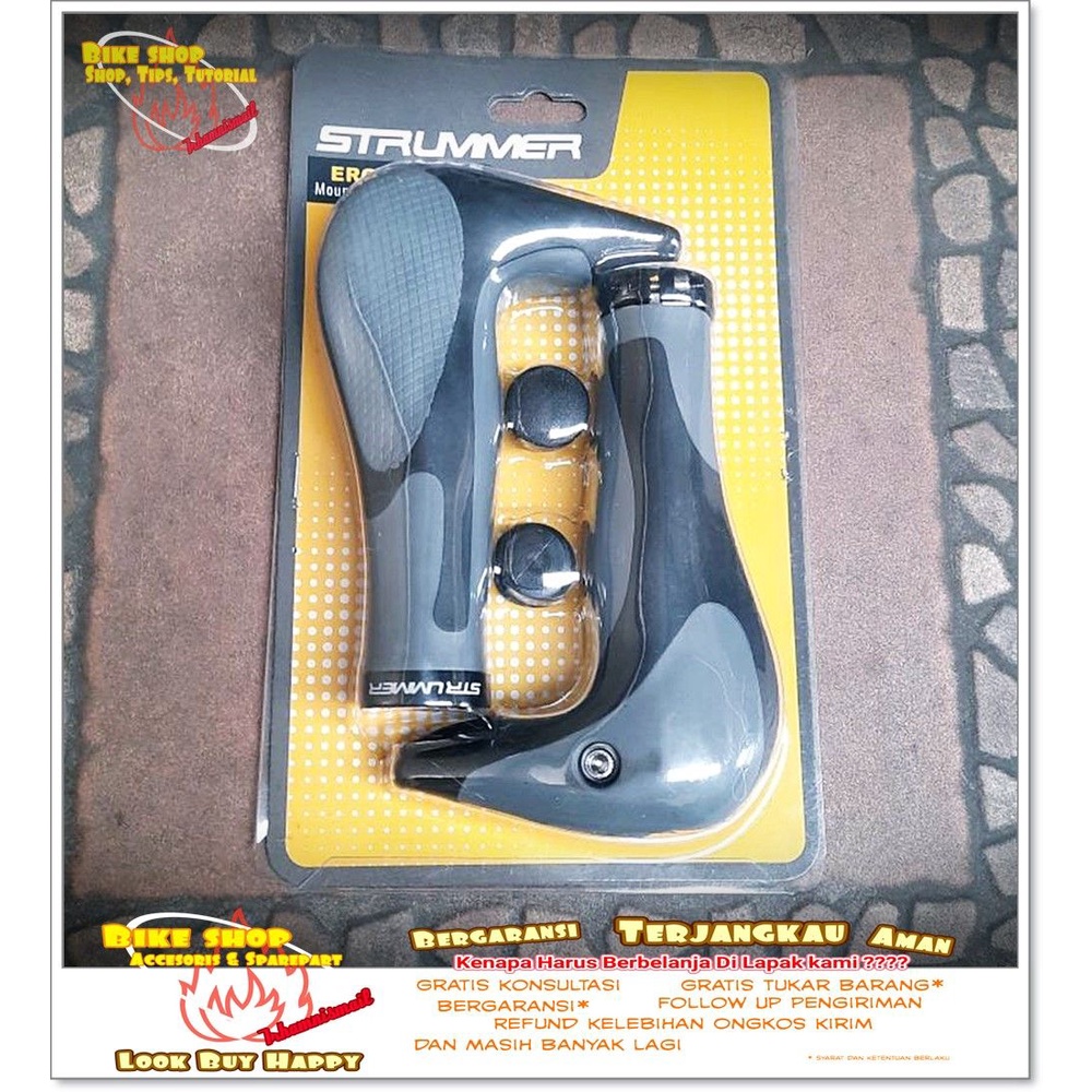 GRIP HANFLAT MTB STRUMMER TANDUK 805 HITAM ABU Sepeda MTB BMX