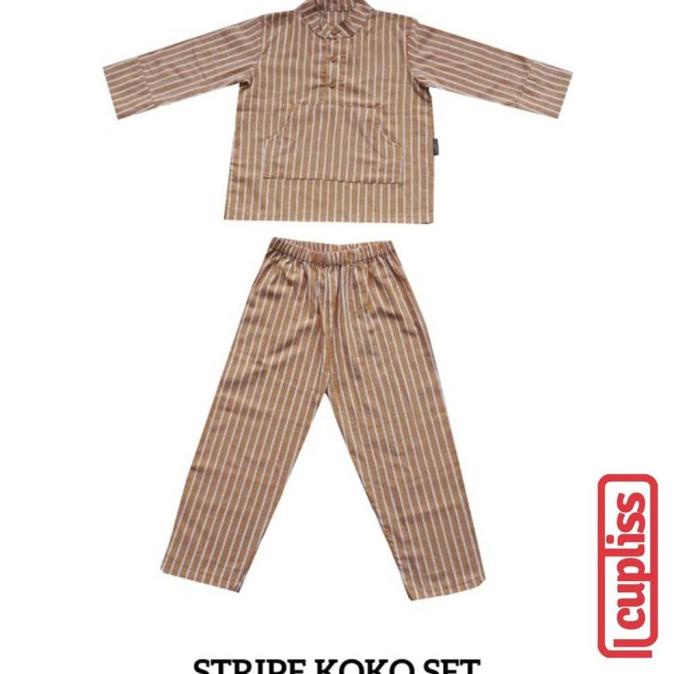 Little Palmerhaus Stripe Koko Safron Baju Koko Anak