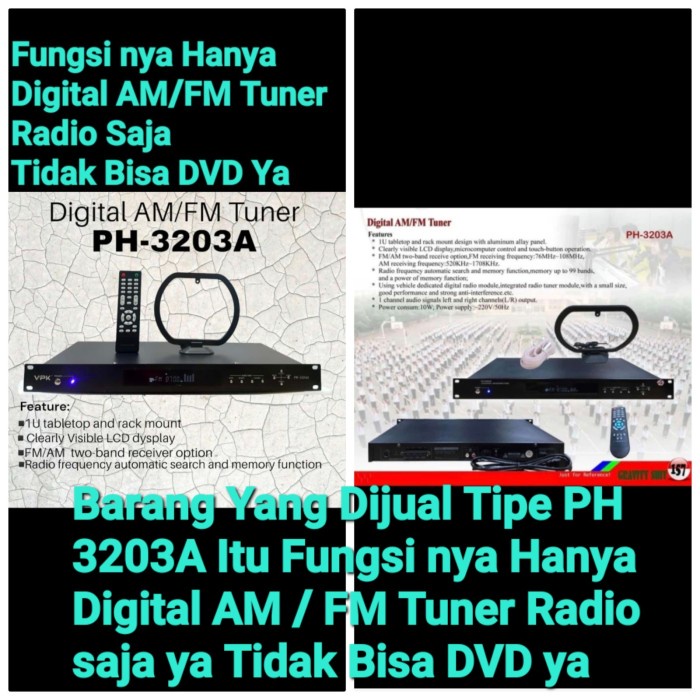{NurulShop} Digital AM/FM Tuner VPK PH 3203A  CD/DVD/MP3 Player VPK PH 3202A - TunerRadioFM/AM Limit